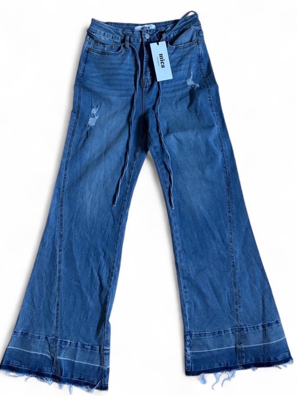Mica Women's High-Rise Wide Leg Jeans - Blue Size 28